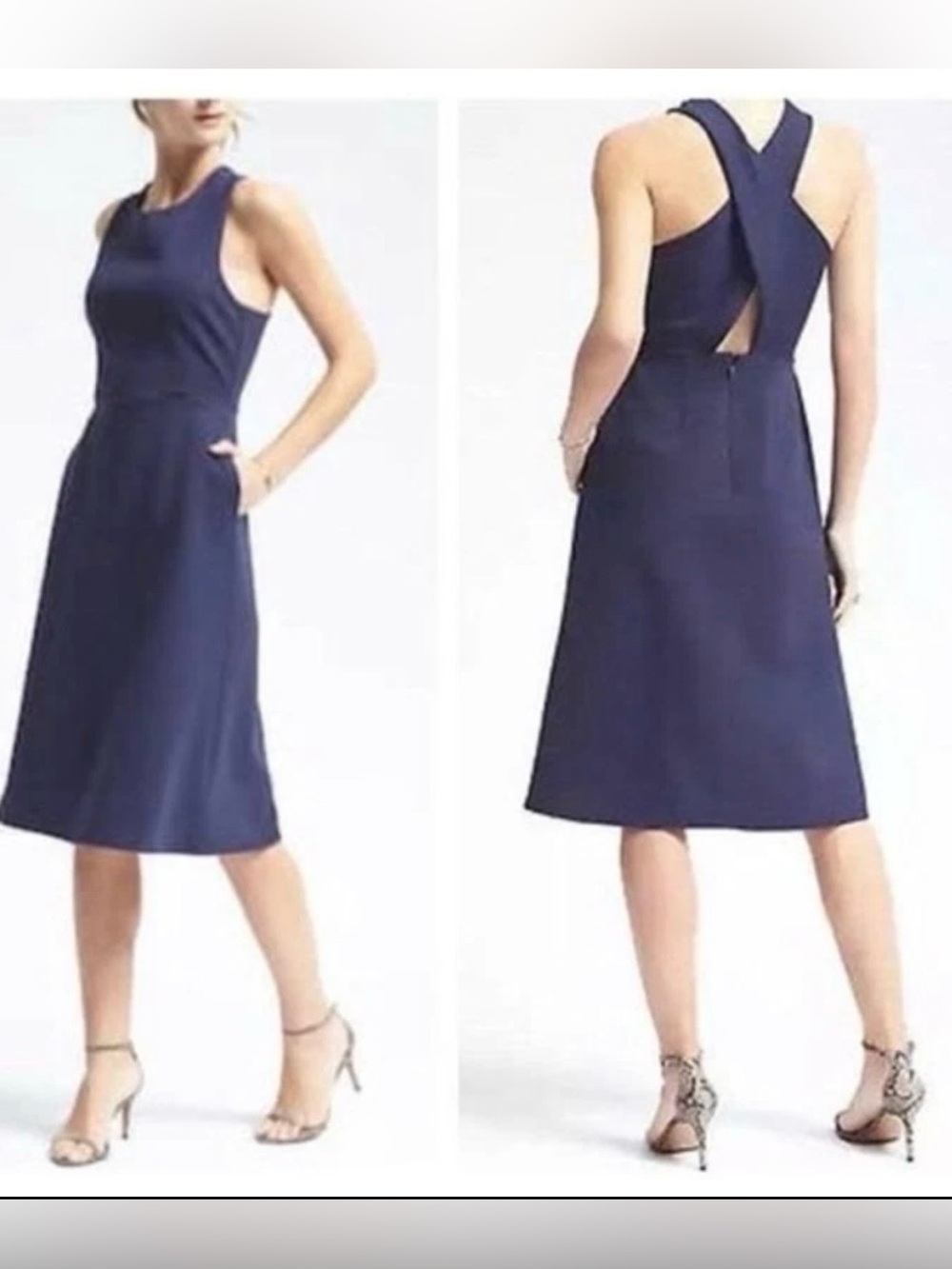 Banana Republic Classic Navy fit Sleeveless A-Line Dress